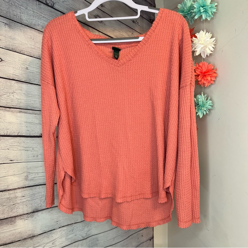 wild fable oversized henley wide v neck comfy spring top sz small
